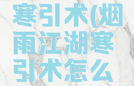烟雨江湖寒引术(烟雨江湖寒引术怎么学)