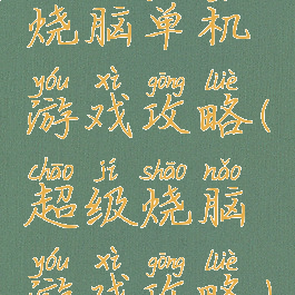 烧脑单机游戏攻略(超级烧脑游戏攻略)