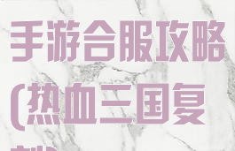 热血三国复刻手游合服攻略(热血三国复刻)