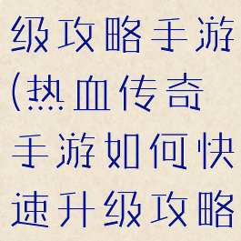 热血传奇升级攻略手游(热血传奇手游如何快速升级攻略)