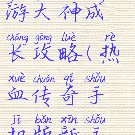热血传奇手游大神成长攻略(热血传奇手机版新手攻略)