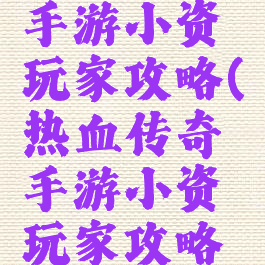 热血传奇手游小资玩家攻略(热血传奇手游小资玩家攻略大全)