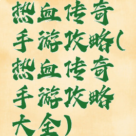 热血传奇手游攻略(热血传奇手游攻略大全)