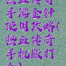 热血传奇手游金针使用攻略(热血传奇手机版打金)