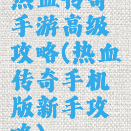 热血传奇手游高级攻略(热血传奇手机版新手攻略)
