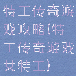 特工传奇游戏攻略(特工传奇游戏女特工)