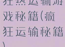 狂热运输游戏秘籍(疯狂运输秘籍)