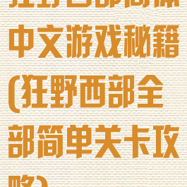狂野西部简体中文游戏秘籍(狂野西部全部简单关卡攻略)