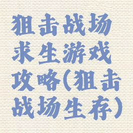 狙击战场求生游戏攻略(狙击战场生存)