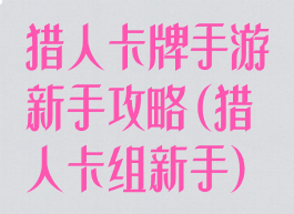 猎人卡牌手游新手攻略(猎人卡组新手)