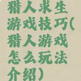 猎人求生游戏技巧(猎人游戏怎么玩法介绍)