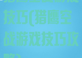 猎鹰空战游戏技巧(猎鹰空战游戏技巧攻略)