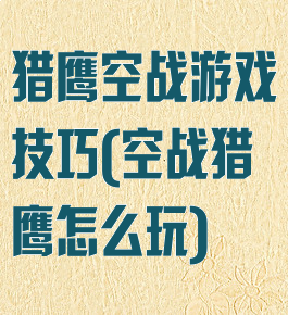 猎鹰空战游戏技巧(空战猎鹰怎么玩)
