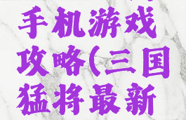 猛将三国手机游戏攻略(三国猛将最新玩法)