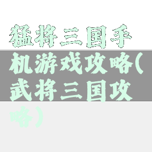 猛将三国手机游戏攻略(武将三国攻略)