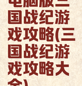 电脑版三国战纪游戏攻略(三国战纪游戏攻略大全)