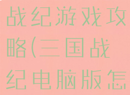 电脑版三国战纪游戏攻略(三国战纪电脑版怎么玩)