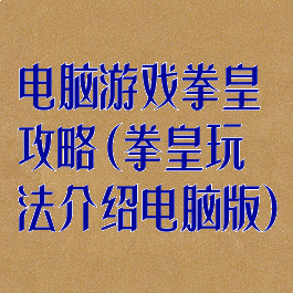 电脑游戏拳皇攻略(拳皇玩法介绍电脑版)