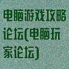 电脑游戏攻略论坛(电脑玩家论坛)