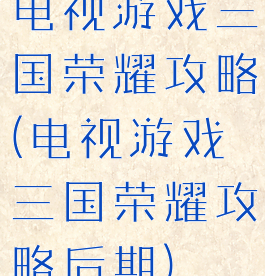 电视游戏三国荣耀攻略(电视游戏三国荣耀攻略后期)