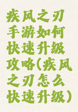 疾风之刃手游如何快速升级攻略(疾风之刃怎么快速升级)