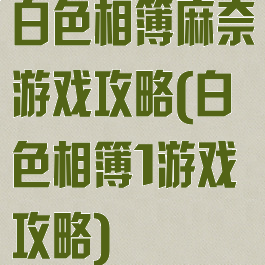 白色相簿麻奈游戏攻略(白色相簿1游戏攻略)