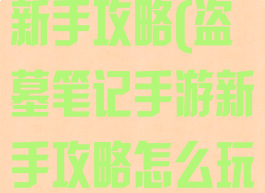 盗墓笔记手游新手攻略(盗墓笔记手游新手攻略怎么玩)