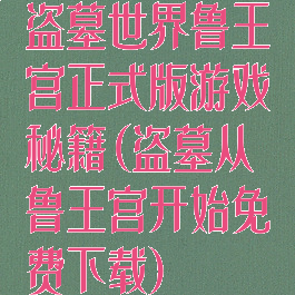 盗墓世界鲁王宫正式版游戏秘籍(盗墓从鲁王宫开始免费下载)