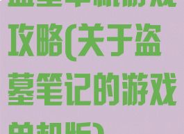 盗墓单机游戏攻略(关于盗墓笔记的游戏单机版)