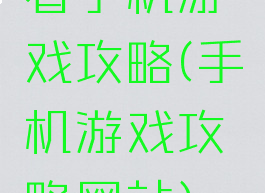 看手机游戏攻略(手机游戏攻略网站)