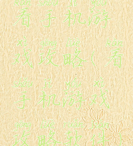 看手机游戏攻略(看手机游戏攻略软件)