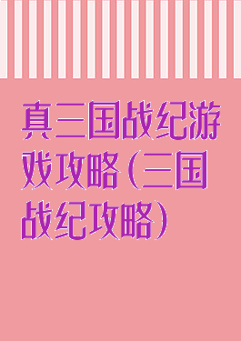 真三国战纪游戏攻略(三国战纪攻略)