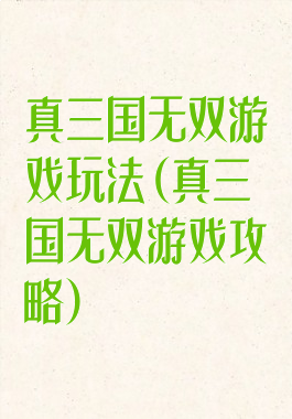 真三国无双游戏玩法(真三国无双游戏攻略)