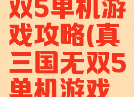 真三国无双5单机游戏攻略(真三国无双5单机游戏攻略大全)