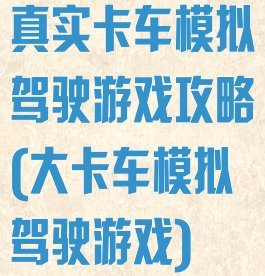 真实卡车模拟驾驶游戏攻略(大卡车模拟驾驶游戏)