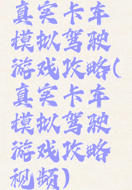 真实卡车模拟驾驶游戏攻略(真实卡车模拟驾驶游戏攻略视频)