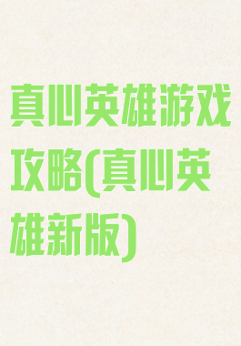 真心英雄游戏攻略(真心英雄新版)