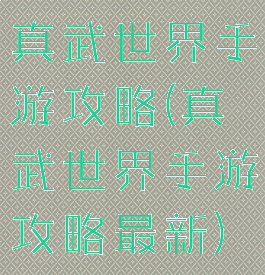 真武世界手游攻略(真武世界手游攻略最新)