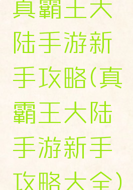 真霸王大陆手游新手攻略(真霸王大陆手游新手攻略大全)