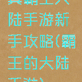 真霸王大陆手游新手攻略(霸王的大陆手游)