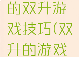 简单实用的双升游戏技巧(双升的游戏规则)