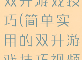 简单实用的双升游戏技巧(简单实用的双升游戏技巧视频)