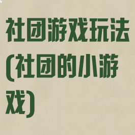 社团游戏玩法(社团的小游戏)