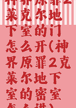 神界原罪2莱克尔地下室的门怎么开(神界原罪2克莱尔地下室的密室怎么进)