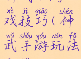 神武小游戏技巧(神武手游玩法攻略)