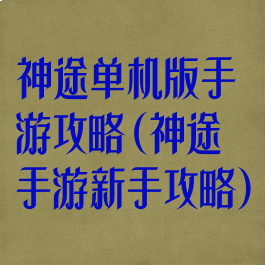 神途单机版手游攻略(神途手游新手攻略)