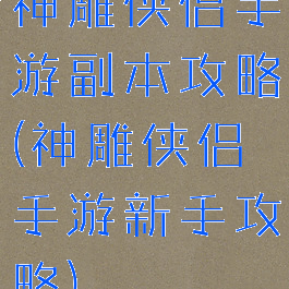 神雕侠侣手游副本攻略(神雕侠侣手游新手攻略)