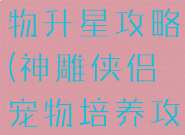 神雕手游宠物升星攻略(神雕侠侣宠物培养攻略)