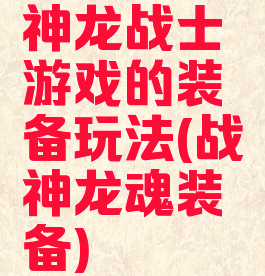 神龙战士游戏的装备玩法(战神龙魂装备)