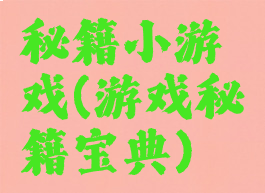 秘籍小游戏(游戏秘籍宝典)